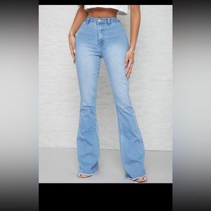 Light wash high waisted flare jeans